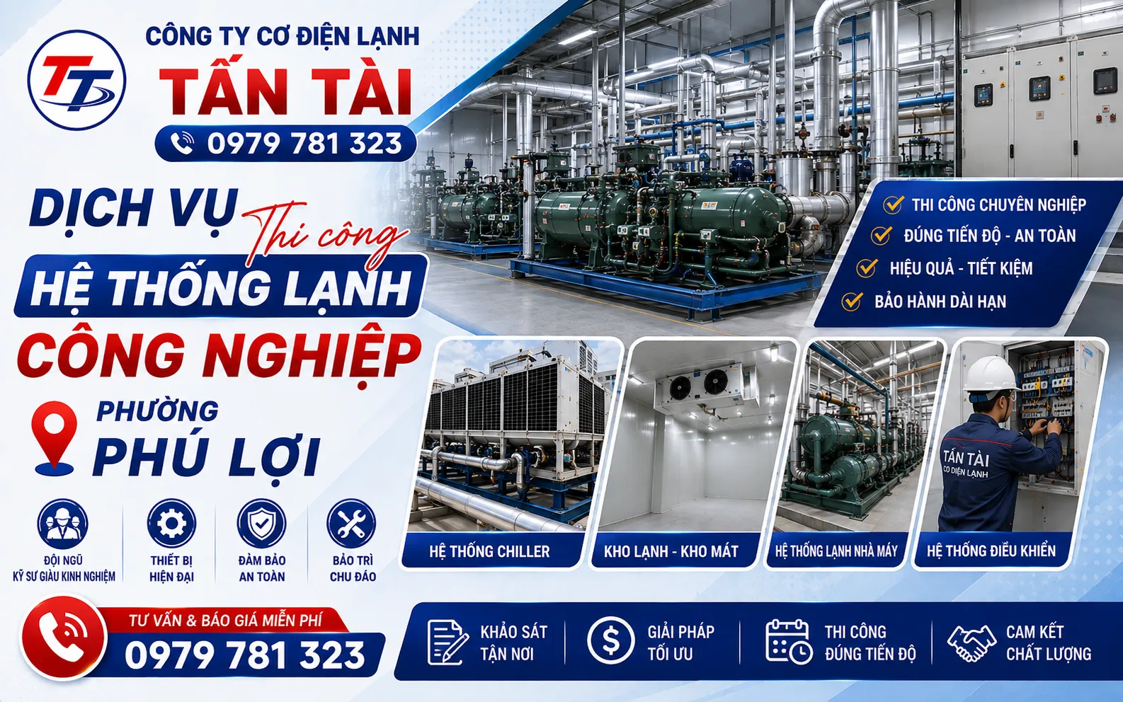 Dịch vụ thi công hệ thống lạnh công nghiệp phường Phú Lợi